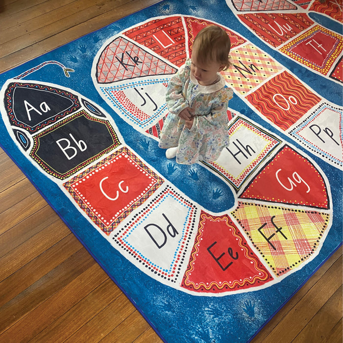 Alphabet Rainbow Serpent Indigenous Rug