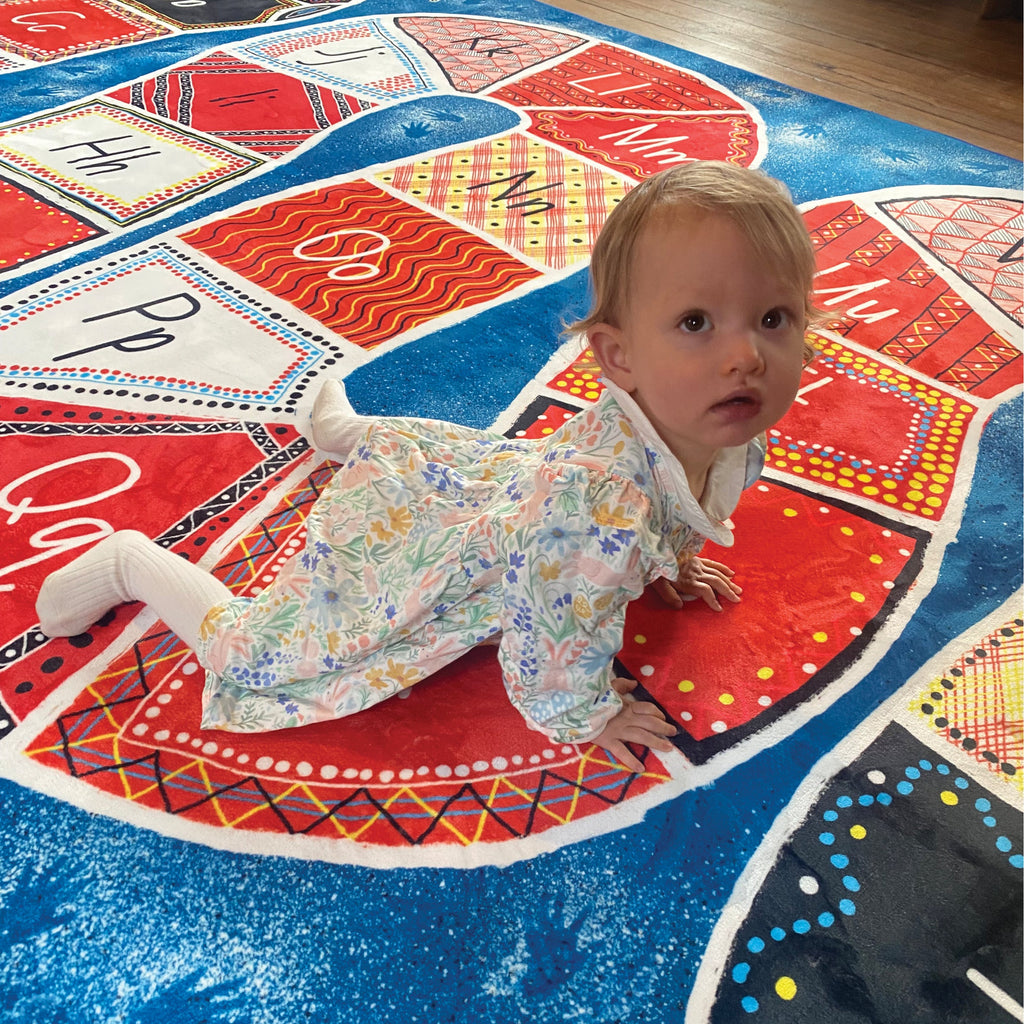 Alphabet Rainbow Serpent Indigenous Rug