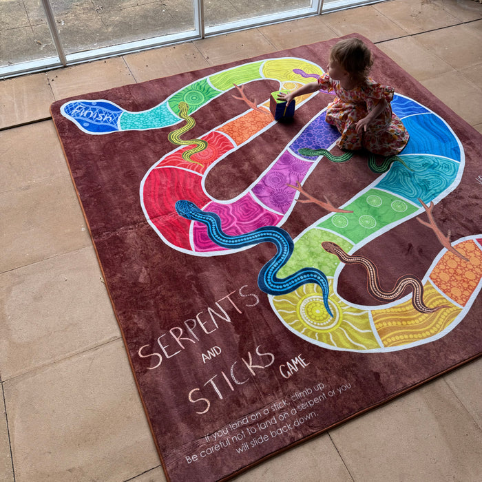 Serpents and Sticks Rug Game with soft Dice