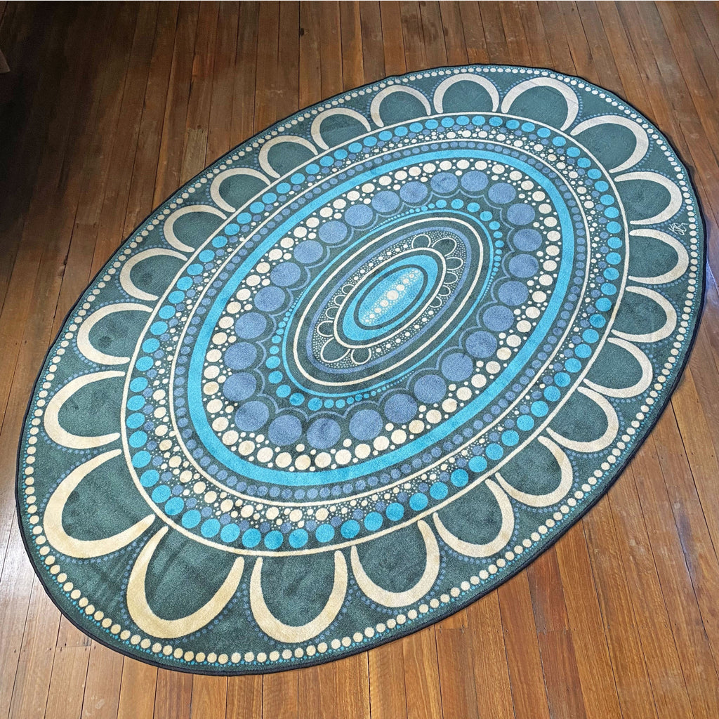 Yarning Oval Indigenous Rug